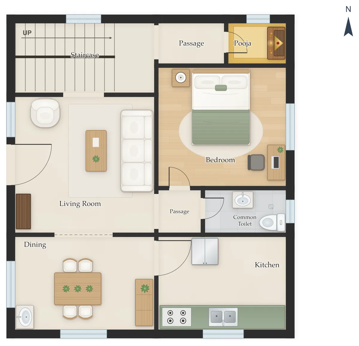 30×40 West Facing 3BHK Duplex (G+1) House Plan